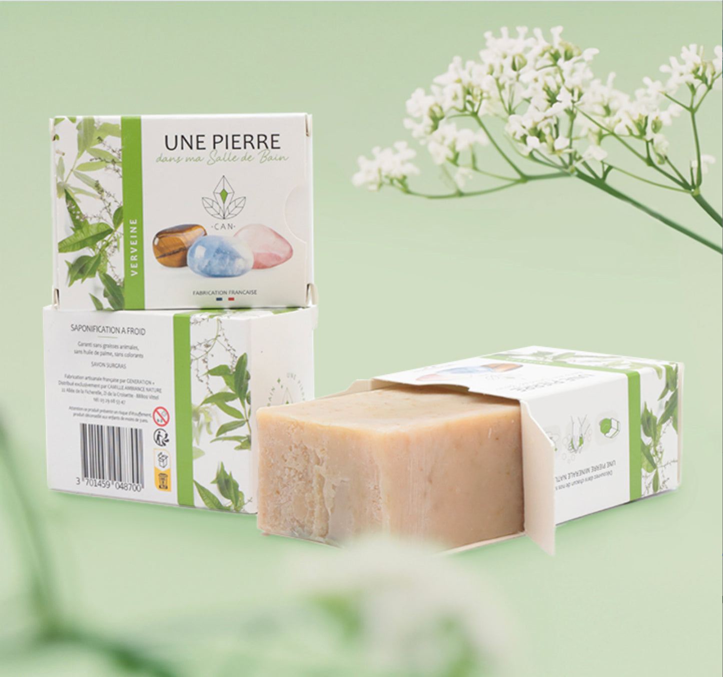 🌿 Savon Naturel à la Verveine avec Pierre Minérale - 140g
