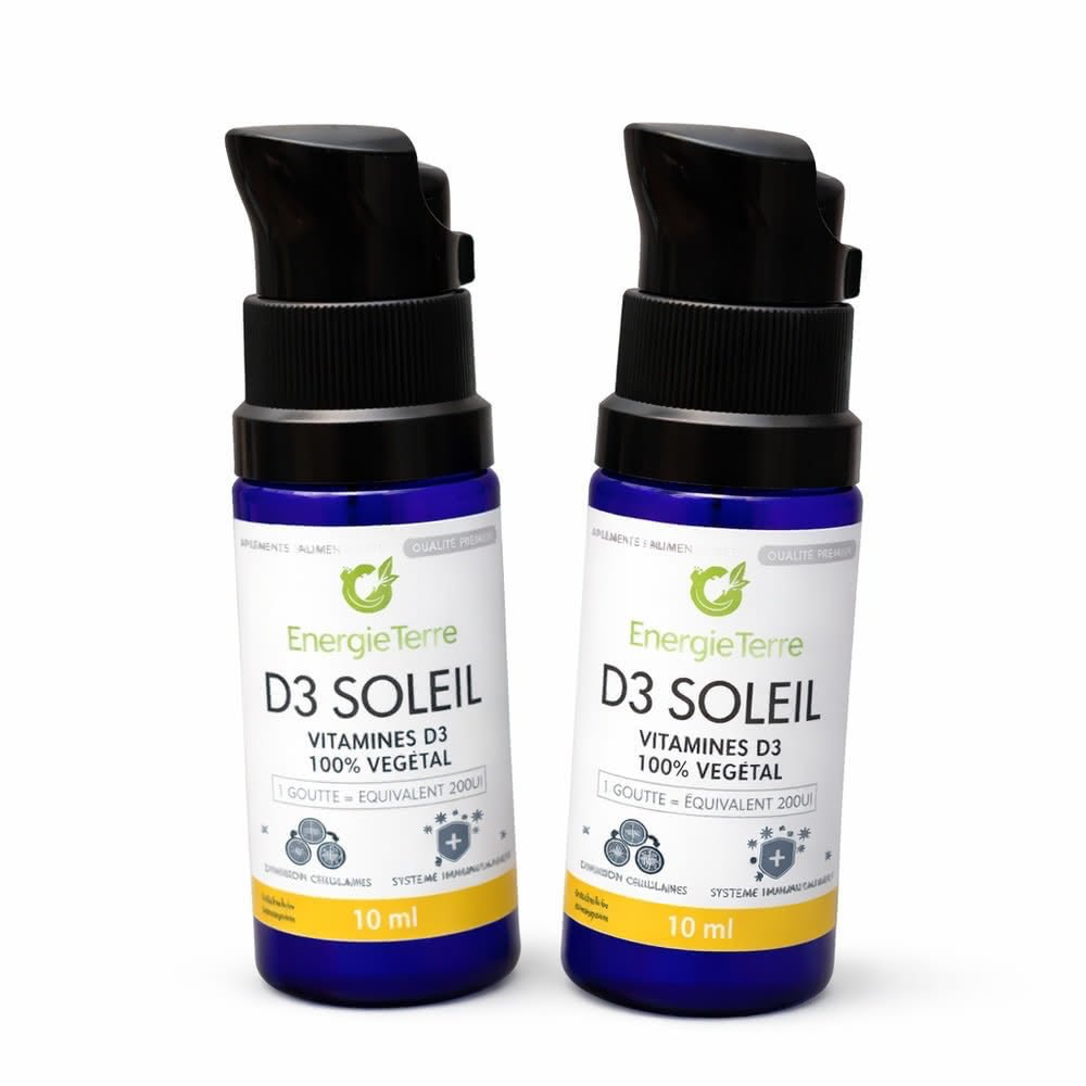 D3 Soleil - Vitamine D3 Naturelle en Gouttes - Terre et Trésors