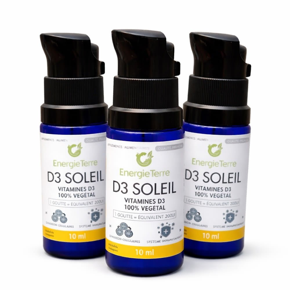 D3 Soleil - Vitamine D3 Naturelle en Gouttes - Terre et Trésors