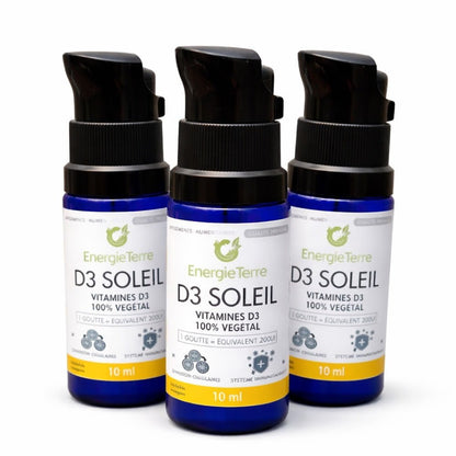 D3 Soleil - Vitamine D3 Naturelle en Gouttes - Terre et Trésors