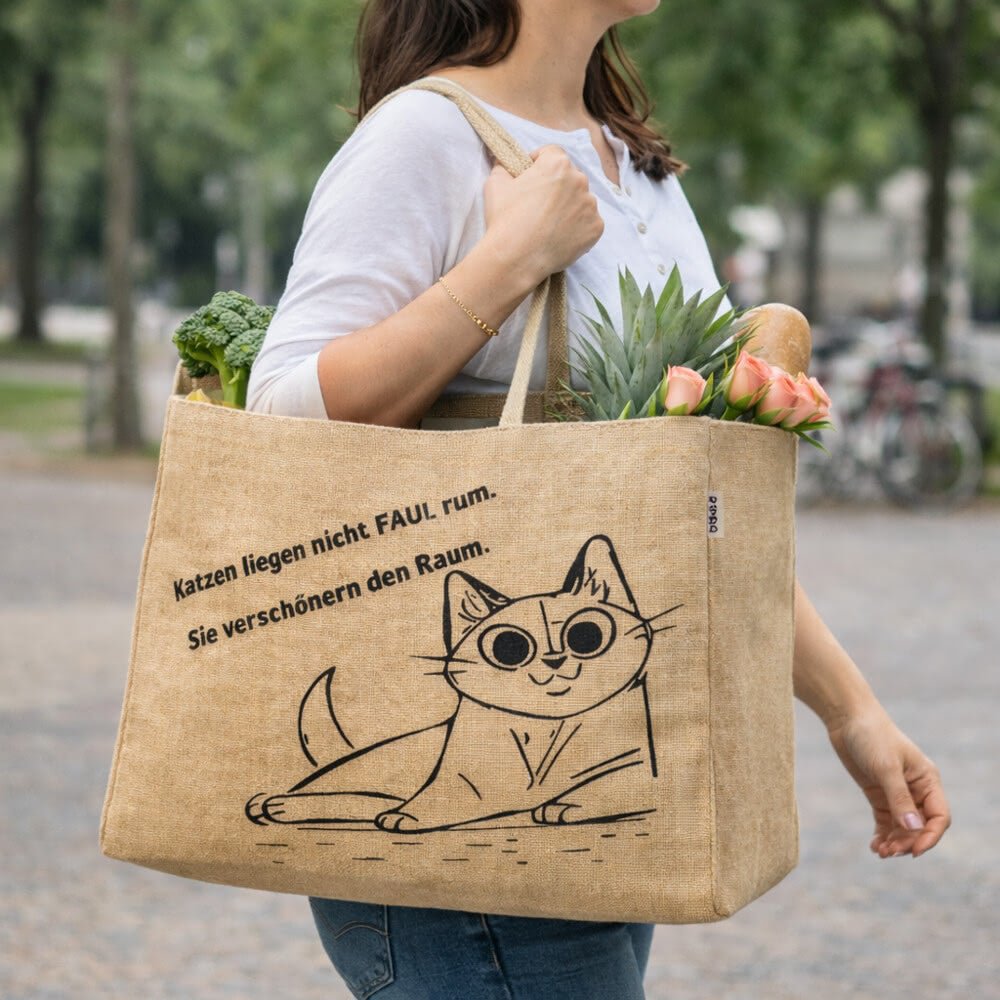 Grand Sac Cabas Jute Naturel 25L | Courses Réutilisable - Terre et Trésors