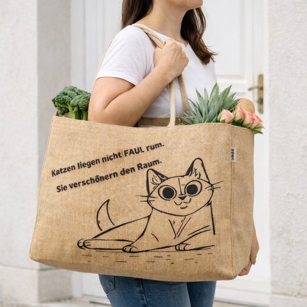 Grand Sac Cabas Jute Naturel 25L | Courses Réutilisable - Terre et Trésors