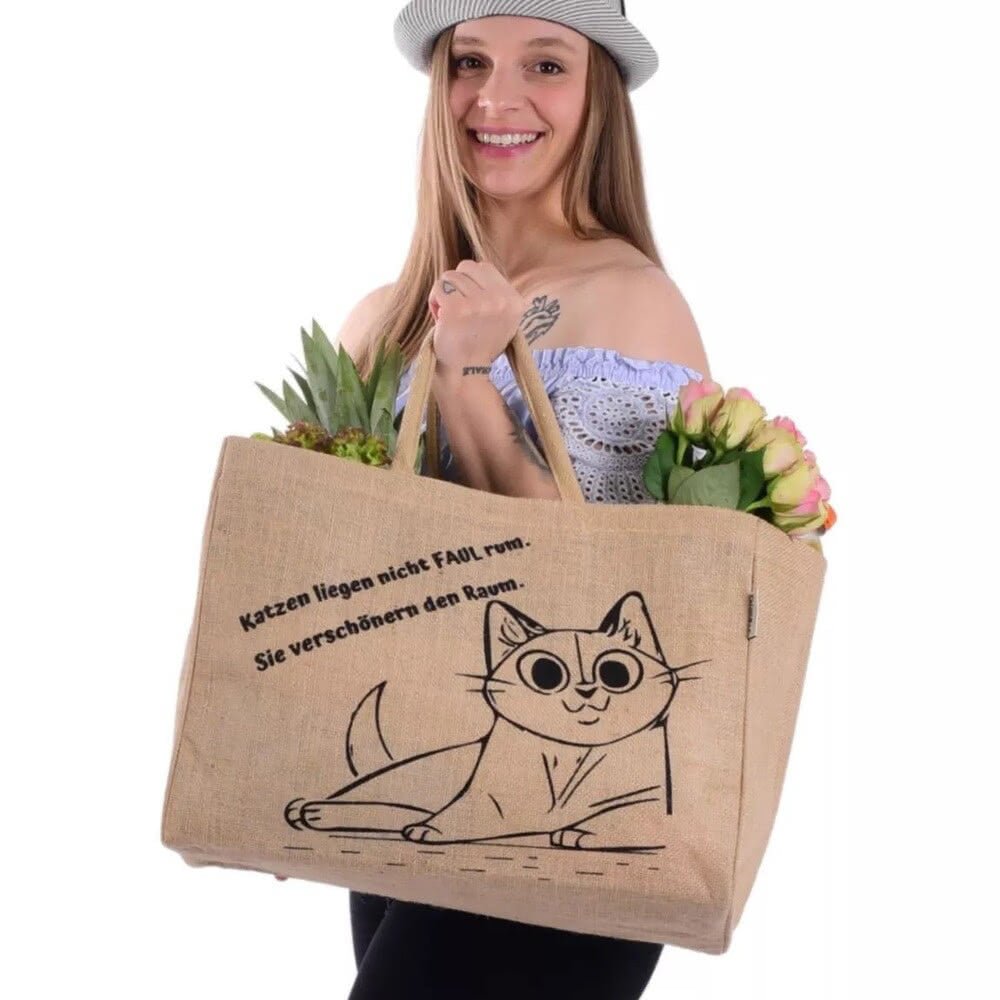 Grand Sac Cabas Jute Naturel 25L | Courses Réutilisable - Terre et Trésors