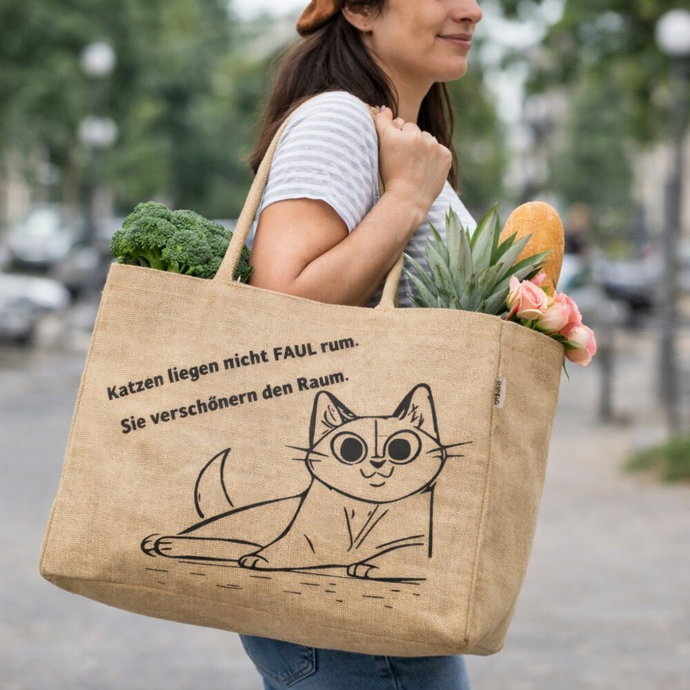 Grand Sac Cabas Jute Naturel 25L | Courses Réutilisable - Terre et Trésors