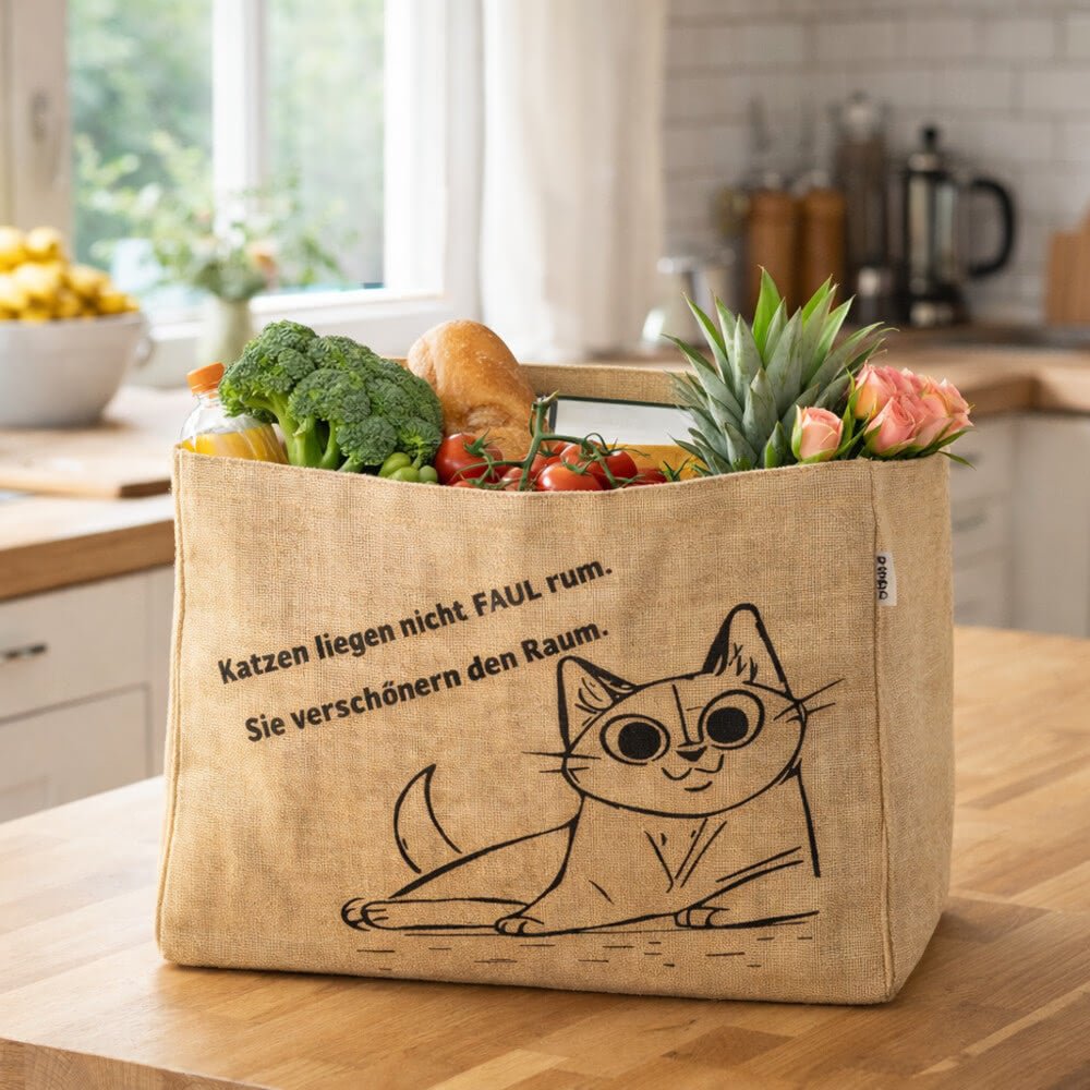 Grand Sac Cabas Jute Naturel 25L | Courses Réutilisable - Terre et Trésors