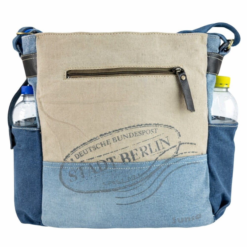 Sac Bandoulière Berlin Denim Recyclé & Cuir Upcyclé - Terre et Trésors