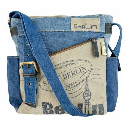 Sac Bandoulière Berlin Denim Recyclé & Cuir Upcyclé - Terre et Trésors