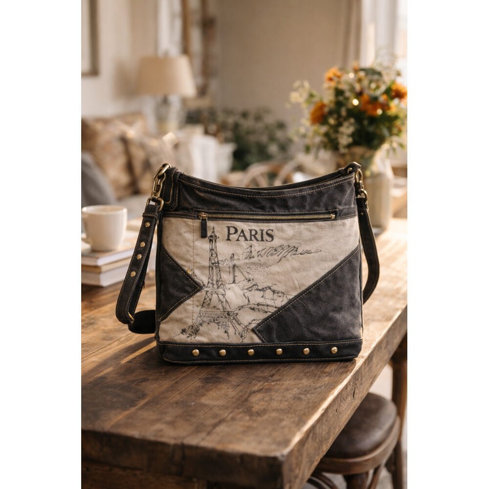 Sac Bandoulière Canvas Vintage Paris - Design Rétro Chic - Sunsa - Terre et Trésors