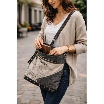 Sac Bandoulière Canvas Vintage Paris - Design Rétro Chic - Sunsa - Terre et Trésors
