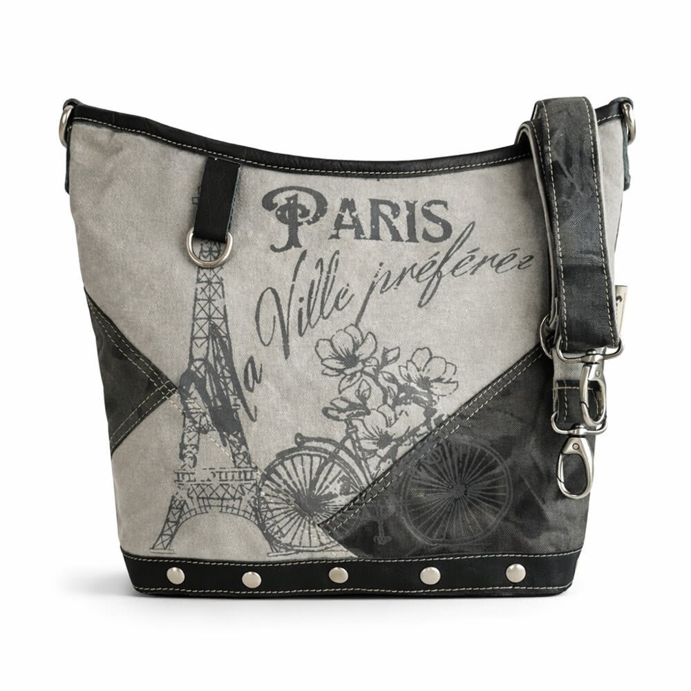 Sac Bandoulière Canvas Vintage Paris - Design Rétro Chic - Sunsa - Terre et Trésors
