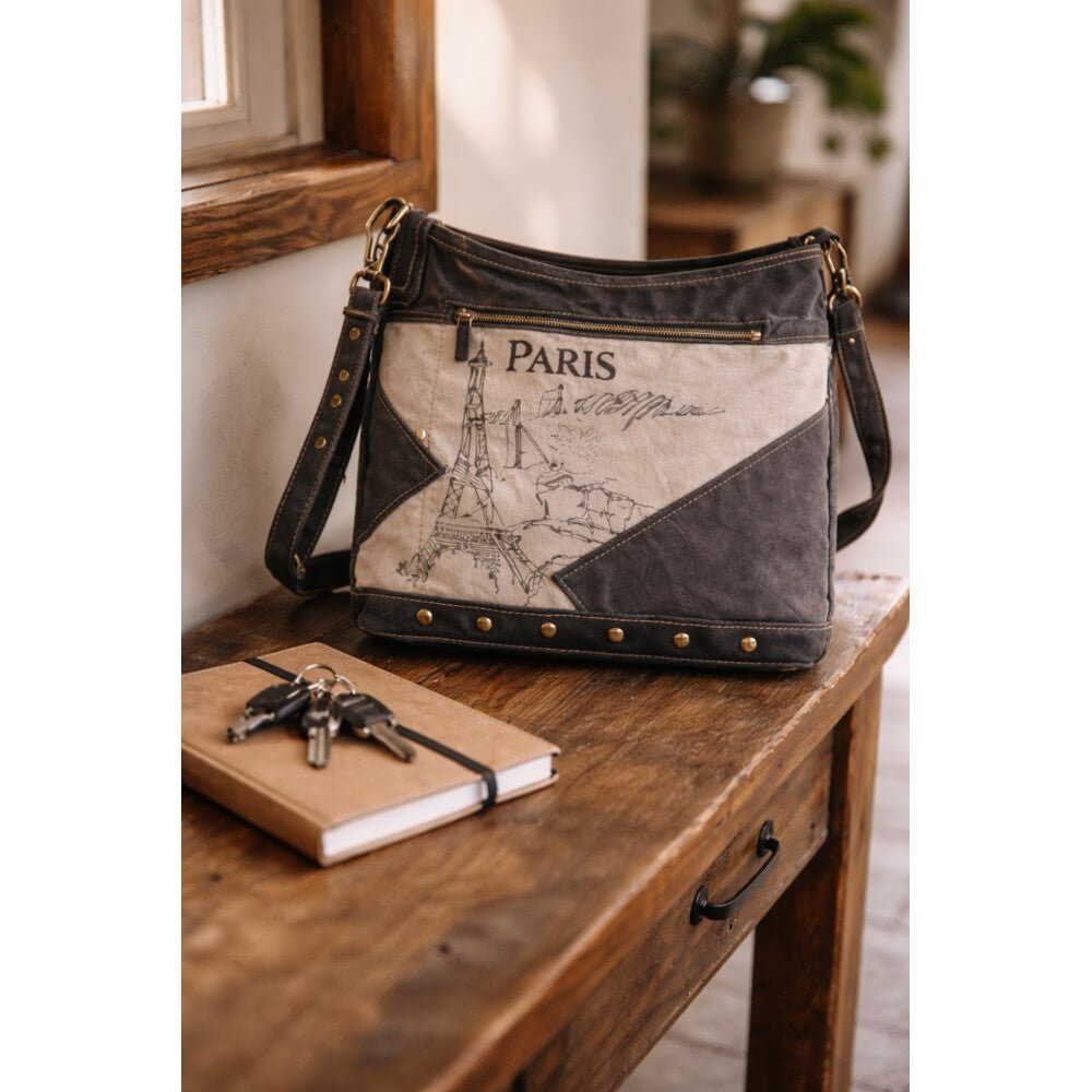 Sac Bandoulière Canvas Vintage Paris - Design Rétro Chic - Sunsa - Terre et Trésors