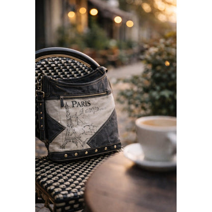 Sac Bandoulière Canvas Vintage Paris - Design Rétro Chic - Sunsa - Terre et Trésors