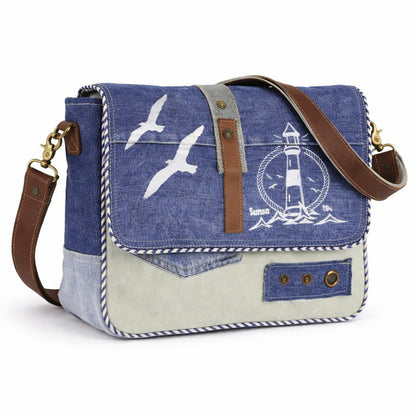 Sac Messenger Maritime Denim Recyclé | Sunsa - Terre et Trésors - Terre et Trésors