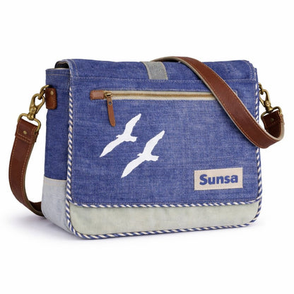 Sac Messenger Maritime Denim Recyclé | Sunsa - Terre et Trésors - Terre et Trésors