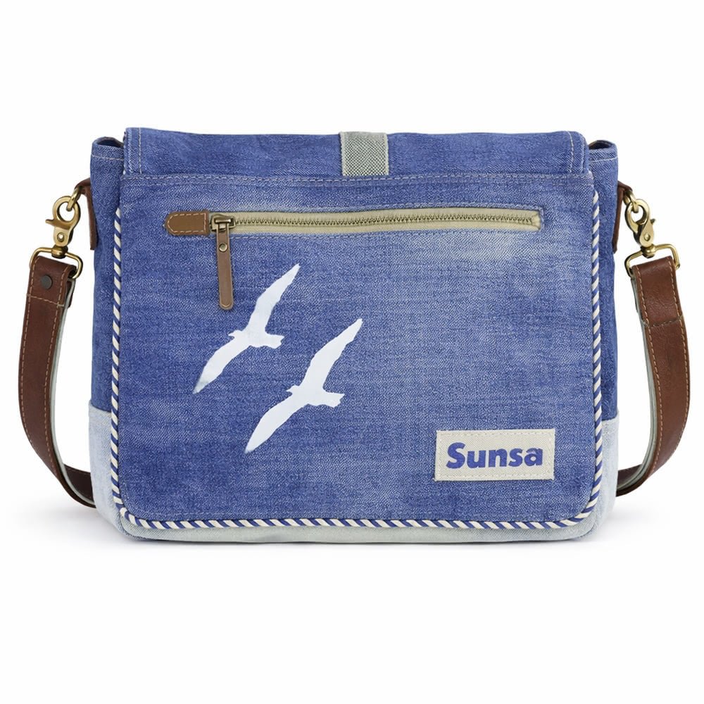 Sac Messenger Maritime Denim Recyclé | Sunsa - Terre et Trésors - Terre et Trésors