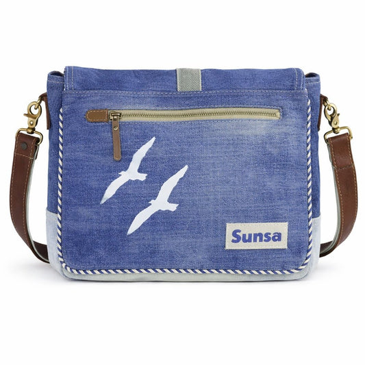 Sac Messenger Maritime Denim Recyclé | Sunsa - Terre et Trésors - Terre et Trésors