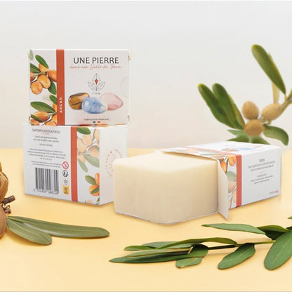 Savon Naturel à l'Argan avec Pierre Minérale 140g | Artisan Vosges - Terre et Trésors