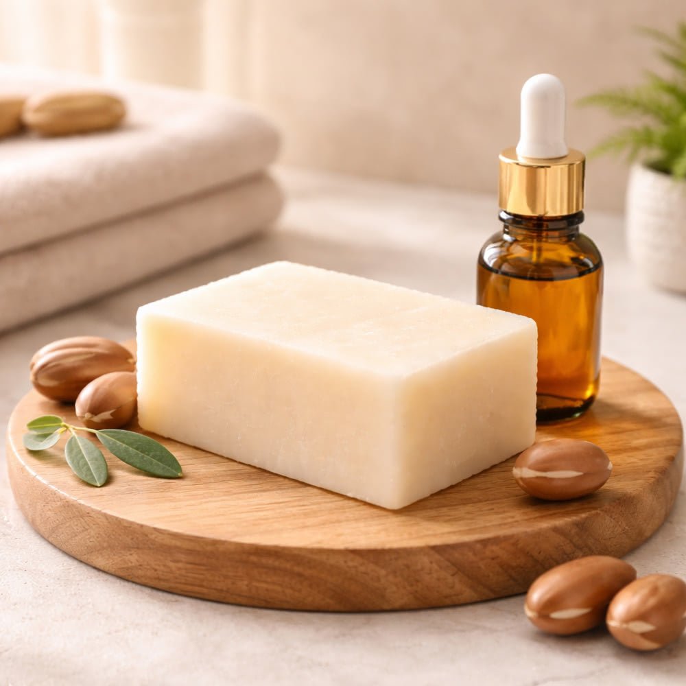 Savon Naturel à l'Argan avec Pierre Minérale 140g | Artisan Vosges - Terre et Trésors
