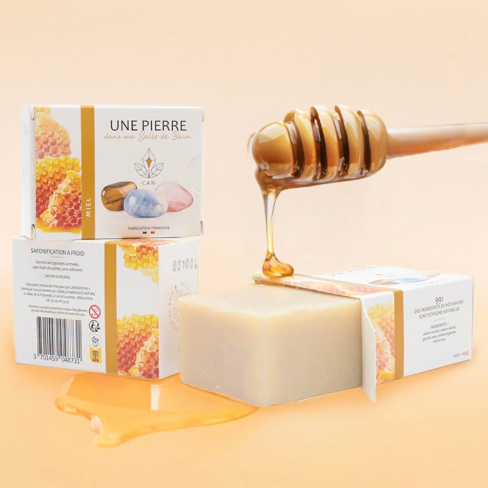 Savon Naturel au Miel avec Pierre Minérale 140g | Artisan Vosges - Terre et Trésors