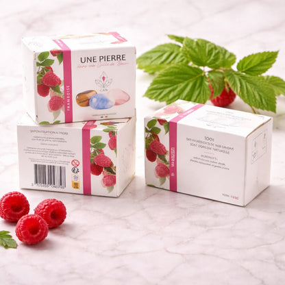 Savon Naturel Framboise avec Pierre Minérale 140g | Artisan Vosges - Terre et Trésors