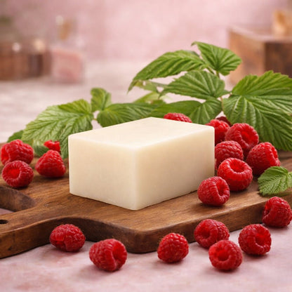 Savon Naturel Framboise avec Pierre Minérale 140g | Artisan Vosges - Terre et Trésors