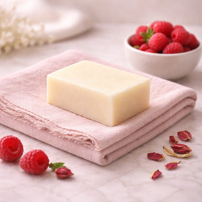 Savon Naturel Framboise avec Pierre Minérale 140g | Artisan Vosges - Terre et Trésors