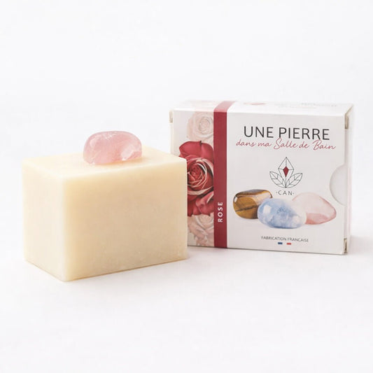 Savon Rose Musquée Pierre Minérale 140g | Artisan Vosges - Terre et Trésors