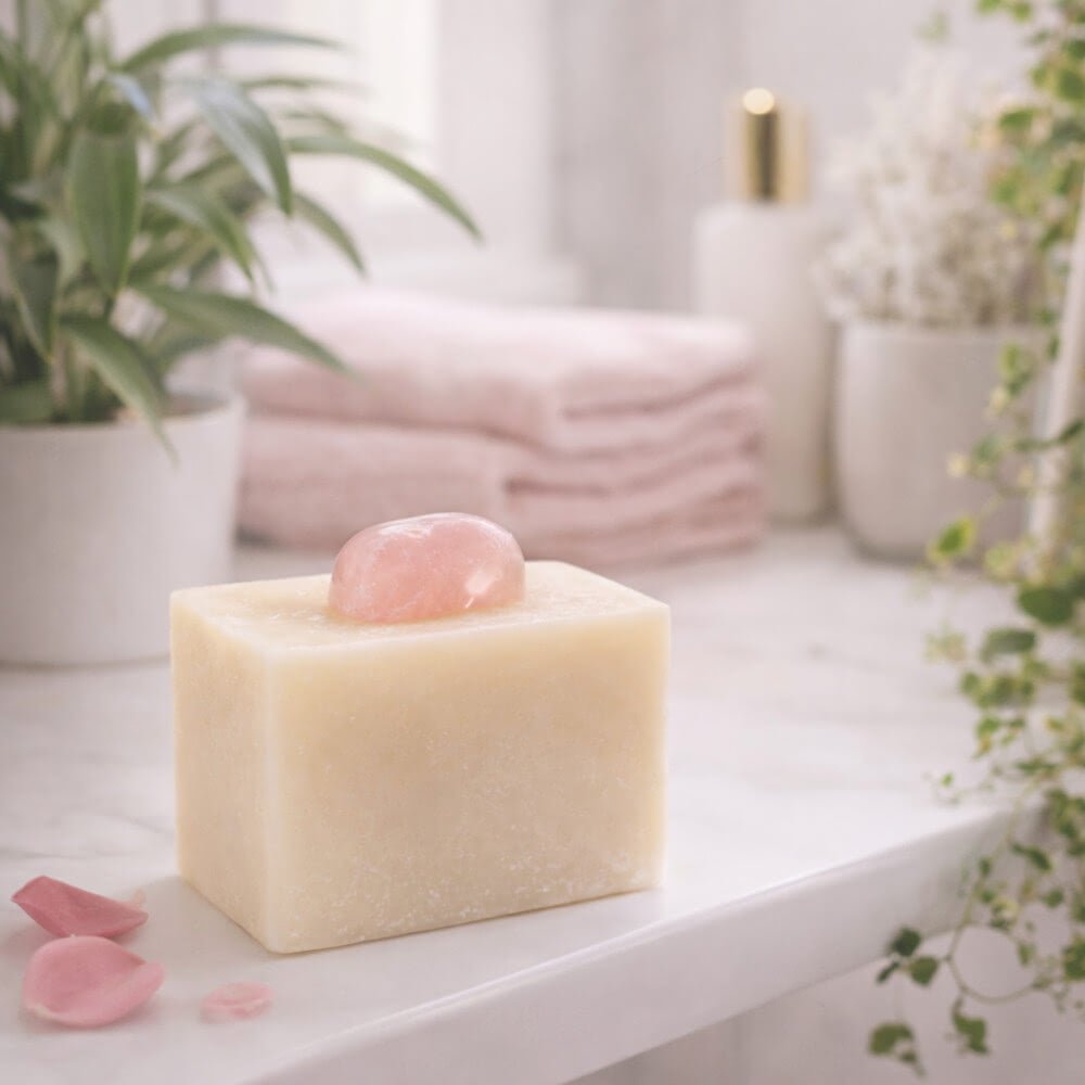 Savon Rose Musquée Pierre Minérale 140g | Artisan Vosges - Terre et Trésors