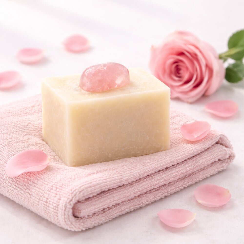 Savon Rose Musquée Pierre Minérale 140g | Artisan Vosges - Terre et Trésors