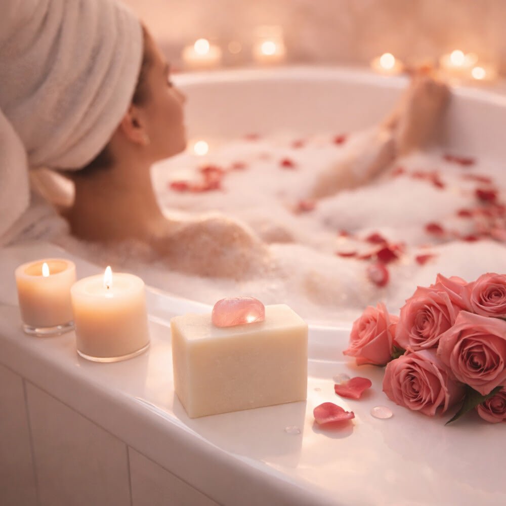 Savon Rose Musquée Pierre Minérale 140g | Artisan Vosges - Terre et Trésors