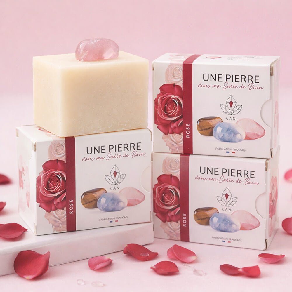 Savon Rose Musquée Pierre Minérale 140g | Artisan Vosges - Terre et Trésors