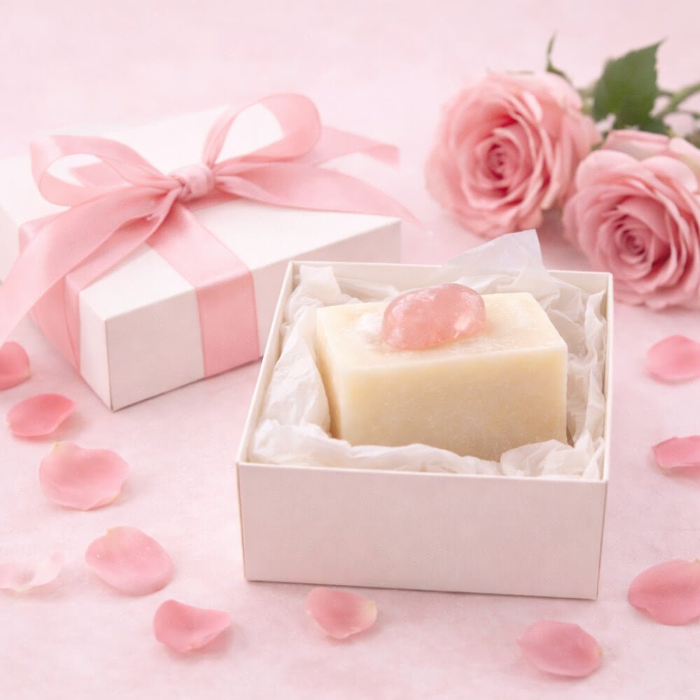 Savon Rose Musquée Pierre Minérale 140g | Artisan Vosges - Terre et Trésors