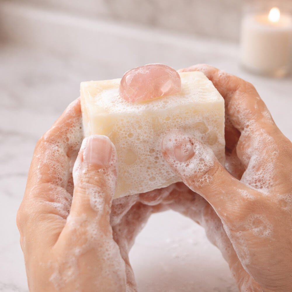 Savon Rose Musquée Pierre Minérale 140g | Artisan Vosges - Terre et Trésors