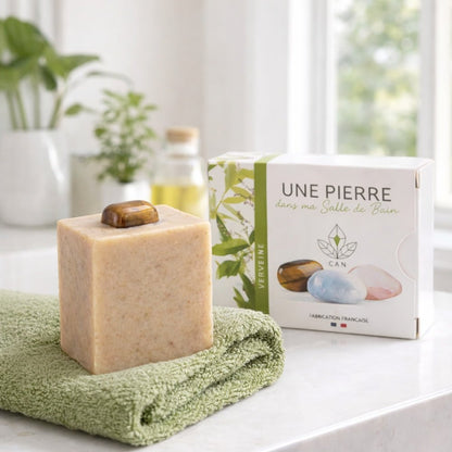 Savon Verveine Pierre Minérale 140g - Saponifié Froid Vosges - Terre et Trésors