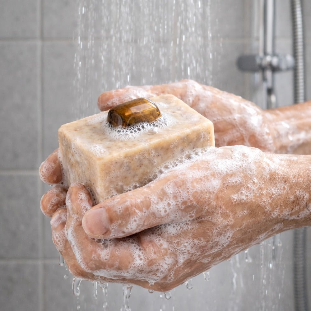 Savon Verveine Pierre Minérale 140g - Saponifié Froid Vosges - Terre et Trésors