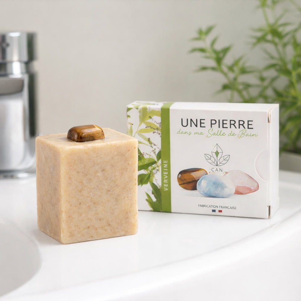 Savon Verveine Pierre Minérale 140g - Saponifié Froid Vosges - Terre et Trésors